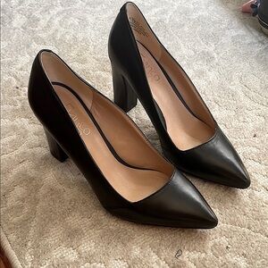 Franco Sarto 7.5 Women's Black 3” Heels, Blocky Heel for Easy Walking